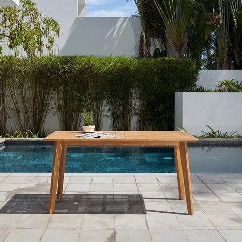 Burgundy Solid Wood Dining Table with Slatted Top | Kitchen Furniture – Oakvello