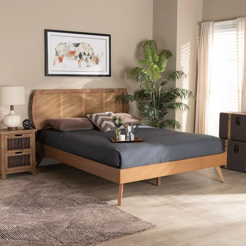 Walnut Finish Solid Wood Bedroom Bed | Premium Furniture – Oakvello