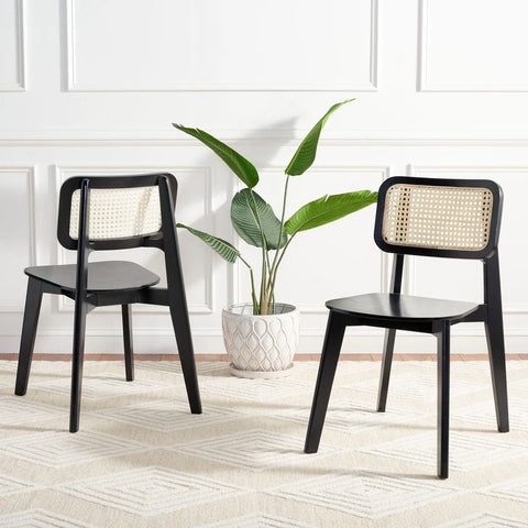 Solid Wood & Cane Dining Chair | Natural Boho Kitchen Seating – Oakvello