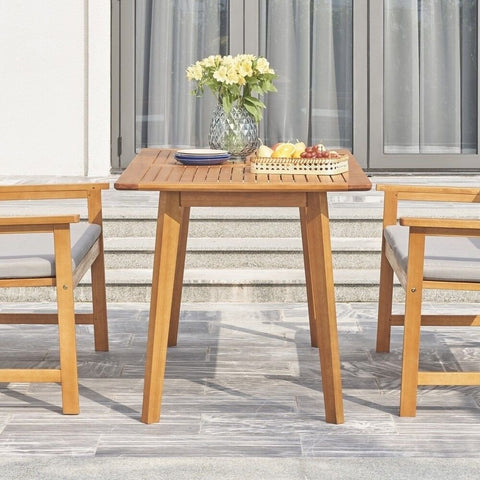 Burgundy Solid Wood Dining Table with Slatted Top | Kitchen Furniture – Oakvello