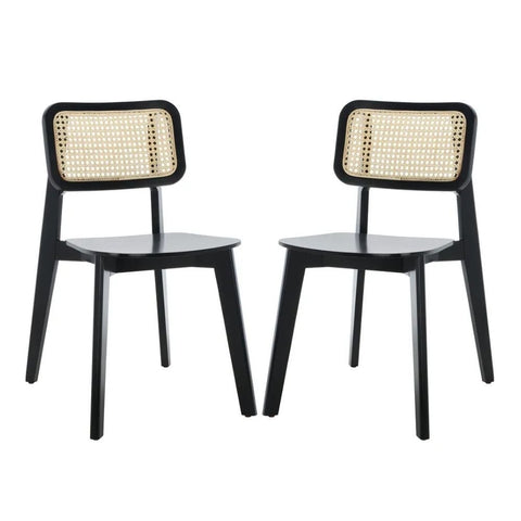 Solid Wood & Cane Dining Chair | Natural Boho Kitchen Seating – Oakvello