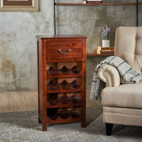 Dark Oak Solid Wood Wine Rack Cabinet | Home Bar Storage Furniture – Oakvello
