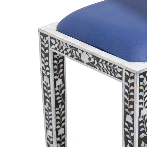 Noir Bloom Bone Inlay Side Table