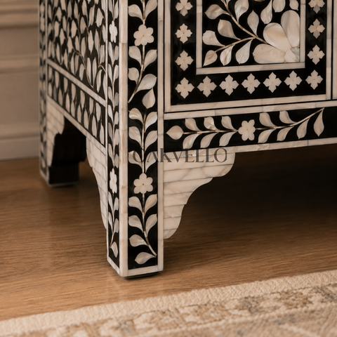 Ivory Vine Bone Inlay Bedside Cabinet