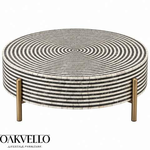 Jodhpuri Black Bone Inlay Coffee Table | Artisan Living Room Furniture – Oakvello