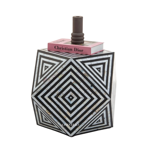 Obsidian Diamond Bone Inlay Side Table