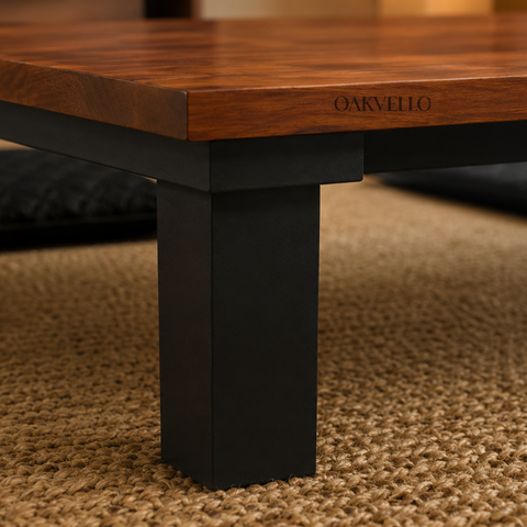 Shizen Low Table | Solid Wood Floor Dining Table with Metal Legs