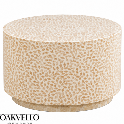 Round Bone Inlay Coffee Table | Handcrafted Artisan Living Room Furniture – Oakvello