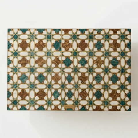 Orbis Handcrafted Teak Wood Coffee Table | Star Pattern Living Room – Oakvello