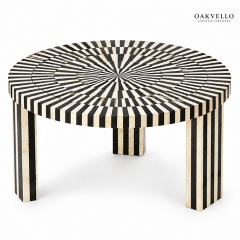 Black & White Sunburst Coffee Table I Oakvello