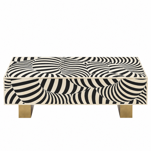 Oakvello Handcrafted Black and White Bone Inlay Coffee Table