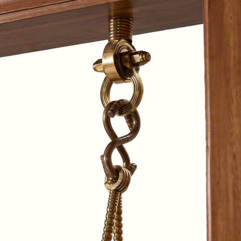 The Rajwada Swing – Handcrafted Teak Wood Indian Courtyard Swing with Beige Fabric