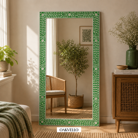 Green Vine Bone Inlay Full Length Mirror – 180 x 100 cm