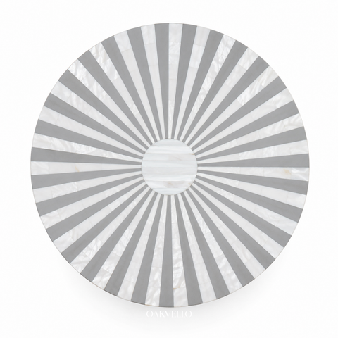 Chalk Stripe Bone Inlay Hourglass Side Table