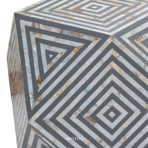 Vortex Geo Bone Inlay Side Table