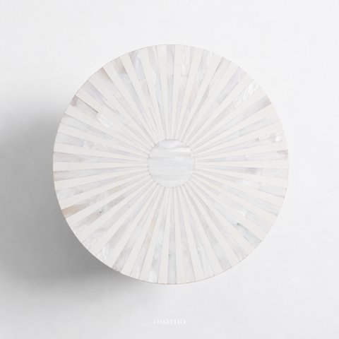 Fluted Ivory Hourglass Side Table