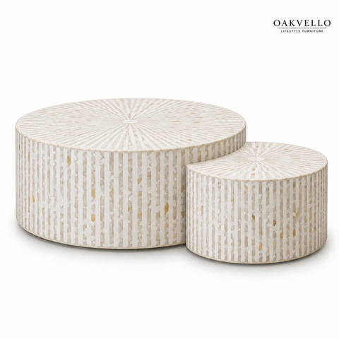 Cream Mosaic Nesting Coffee Table I Oakvello