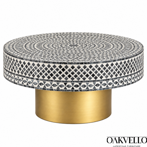 Bone Inlay Coffee Table | Handcrafted Artisan Living Room Centre Table – Oakvello