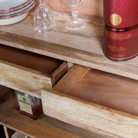Mandala Solid Wood Bar Cabinet | Handcrafted Home Bar Storage – Oakvello