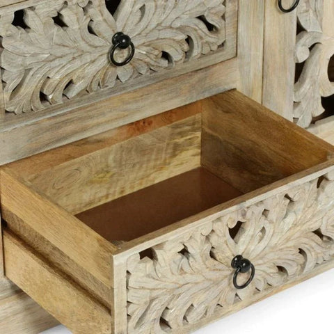 Hand Carved Solid Wood Sideboard | Artisan Living Room Storage – Oakvello