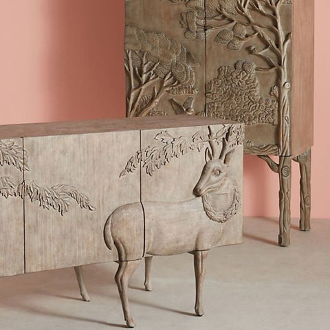 Hand Carved Solid Wood Sideboard | Artisan Handcrafted Living Room Storage – Oakvello
