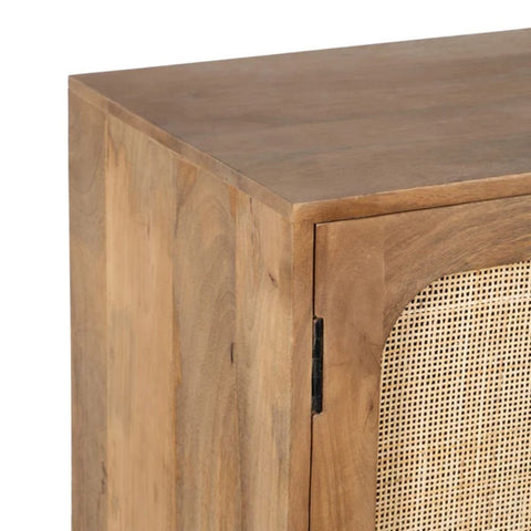 Solid Sheesham Wood & Rattan Sideboard | Boho Living Room Storage – Oakvello