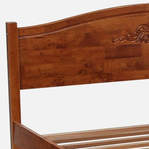Honey Finish Solid Wood Double Bed Frame | Warm Tone Bedroom Furniture – Oakvello