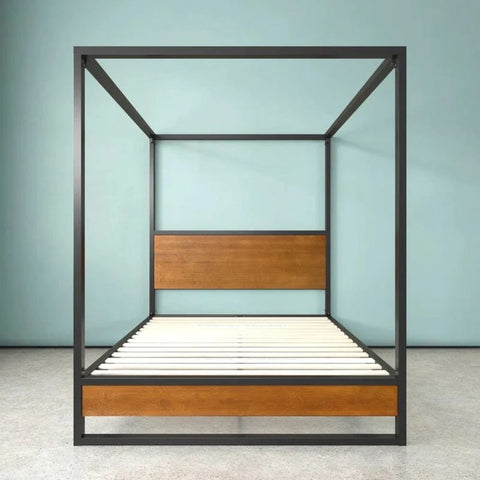 Solid Wood 4-Poster Bed Frame | Statement Bedroom Furniture – Oakvello