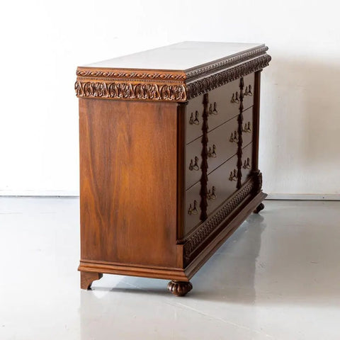 Traditional Carved Solid Teak Wood Sideboard | Luxurious Living Room Storage – Oakvello