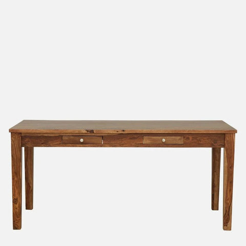 6-Seater Solid Sheesham Wood Dining Set with Bench | Rustic Teak Finish – Oakvello