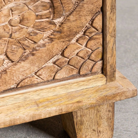 Wiluna Solid Mango Wood Bedside Table with Drawers | Bedroom Nightstand – Oakvello
