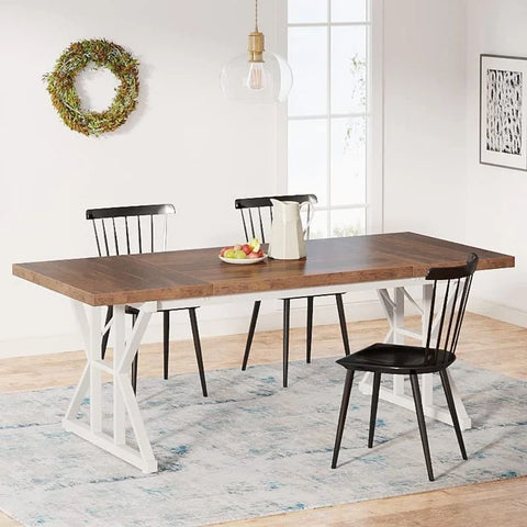 Rectangular Solid Wood Dining Table | Seats 6-8 | Kitchen Furniture – Oakvello