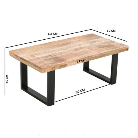Merlin Solid Mango Wood & Metal Coffee Table | Living Room Furniture – Oakvello