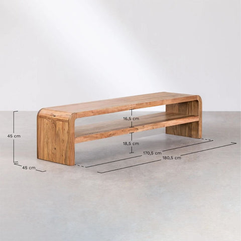 Acacia Wood TV Cabinet | Solid Wood Media Console & Storage – Oakvello