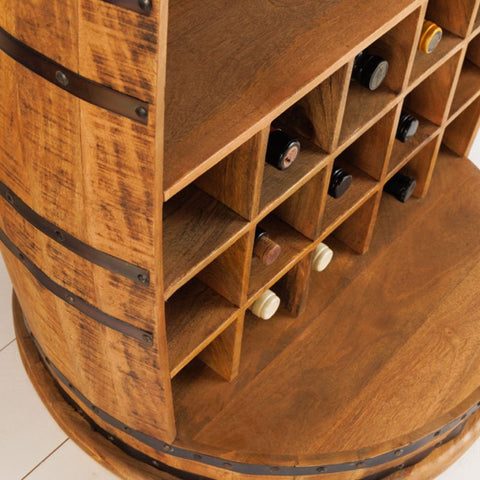 Solid Mango Wood Bar Cabinet | Home Bar Storage Furniture – Oakvello