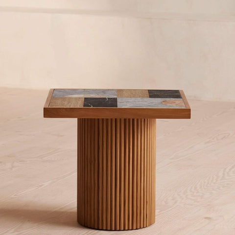 Cavern Solid Wood Side Table | Unique Living Room Accent Furniture – Oakvello