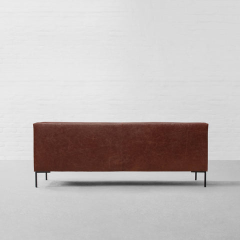 Crestline Cognac Leather 3-Seater Sofa | Black Metal Legs – Oakvello