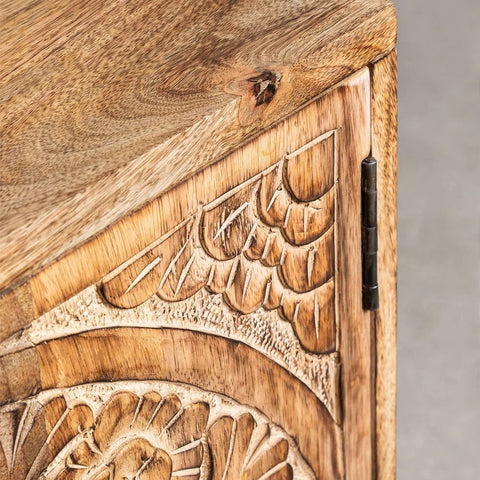 Wiluna Solid Mango Wood Sideboard | Living Room Storage Cabinet – Oakvello