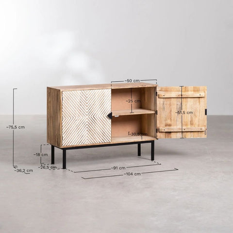 Alembe Solid Mango Wood Sideboard | Living Room Storage Cabinet – Oakvello