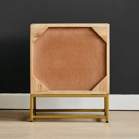 Rattan Webbed Solid Wood Side Table | Boho Living Room Accent Furniture – Oakvello