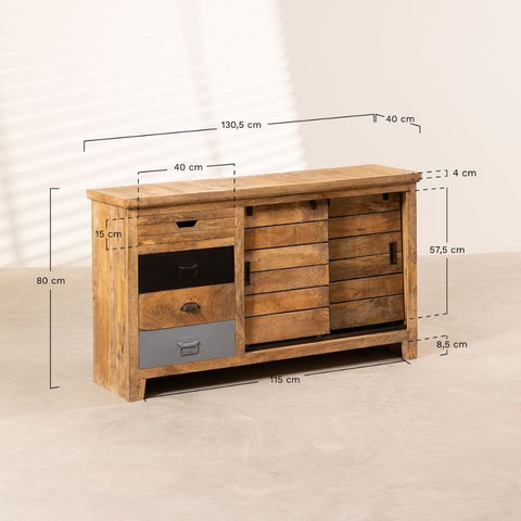 Ahdri Solid Wood Sideboard | Living Room Storage Cabinet – Oakvello