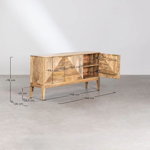 Baty Design Solid Mango Wood Sideboard | Living Room Storage – Oakvello
