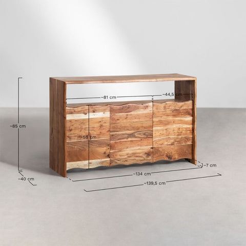 Yago Solid Acacia Wood Sideboard | Premium Living Room Storage Cabinet – Oakvello
