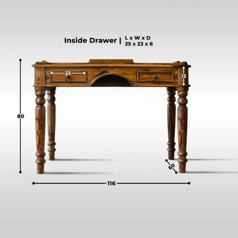 Solid Sheesham Wood Study Table | Home Office Writing Desk – Oakvello