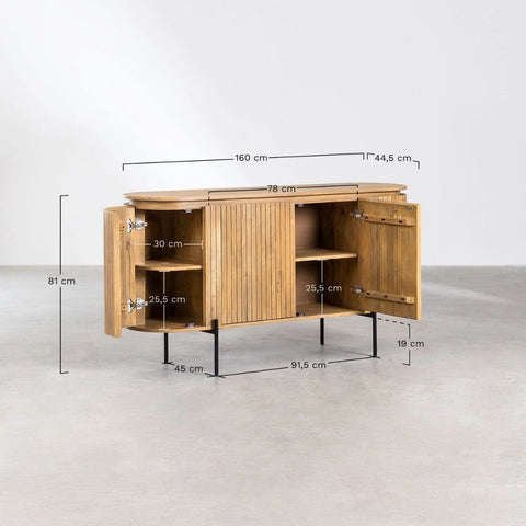 Analis Solid Mango Wood Sideboard | Living Room Storage Cabinet – Oakvello