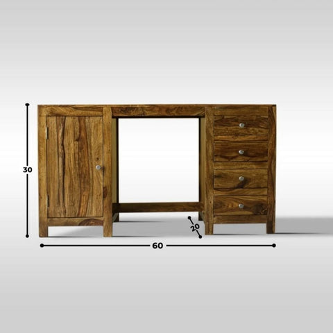 Solid Wood Study Table | Handcrafted Home Office Writing Desk – Oakvello