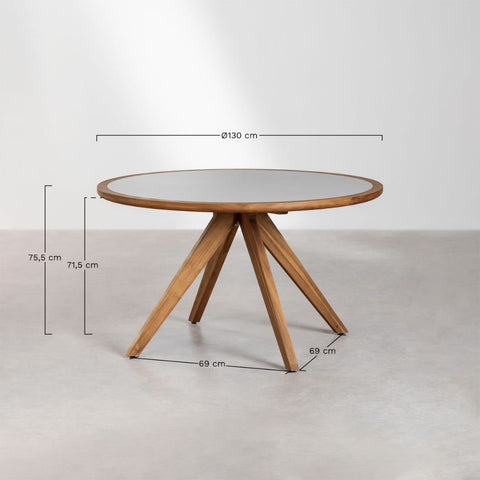 Gamila 130cm Acacia Wood & Cement Rectangular Dining Table – Oakvello