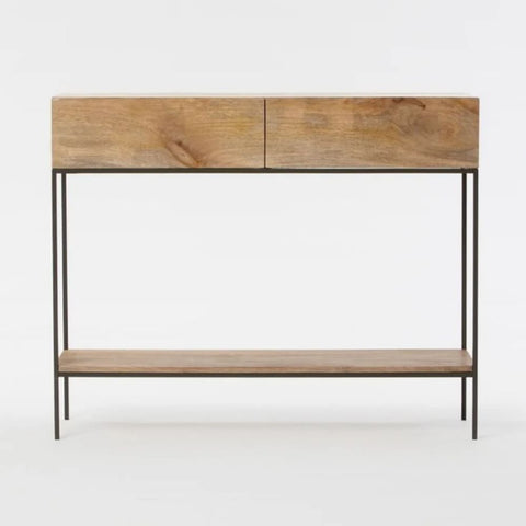 Industrial Solid Wood Console Table | Metal Frame Entryway Furniture – Oakvello