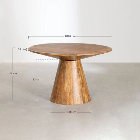 Weymar 120cm Round Solid Mango Wood Dining Table | Kitchen Furniture – Oakvello
