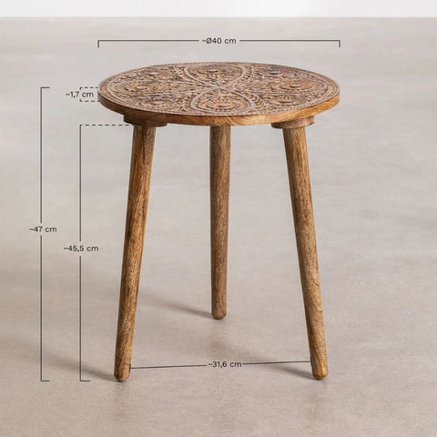 Nanup 40cm Round Solid Mango Wood Side Table | Living Room Accent Furniture – Oakvello